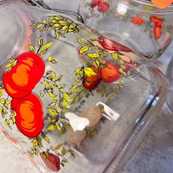 Set of 3 Vintage Wire Bail Glass Canister Jars - Picture 5 of 9